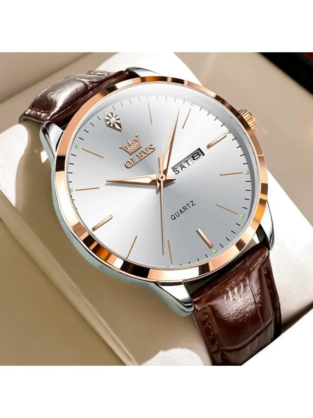 Men's White Classic Analog Casual Luxury Leather Band Quartz Stylish Wrist Watch